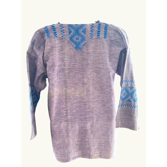 CCC Handwoven Purple Blue Geometric Patterned Mens Cotton Tunic Size Medium - Picture 2 of 5